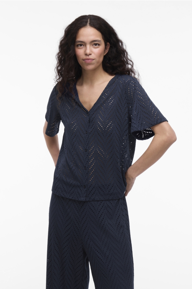 VIDELAIA V-NECK S/S SHIRT/PB 14106624 NAVY BLAZER